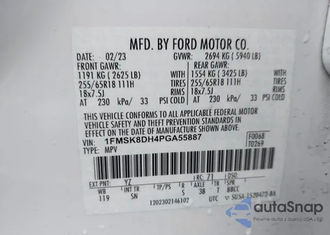 2023 Ford Explorer Xlt from USA, damaged, VIN 1FMSK8DH4PGA55887